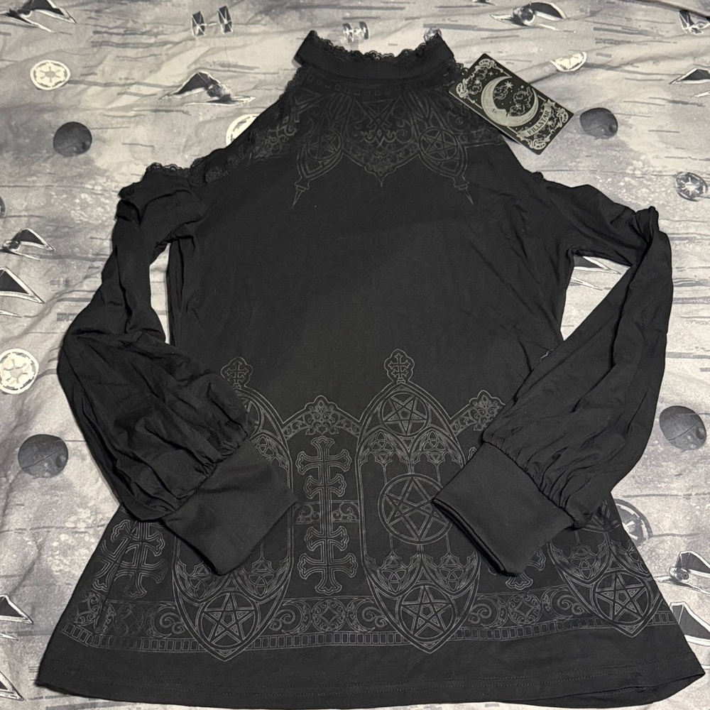 BNWT KILLSTAR CECILA BALLOON SLEEVE COLD SHOULDER TOP SZ XL